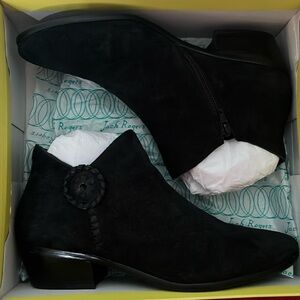 Jack Rogers black suede side zipper booties (Peyton style). Excellent condition.